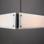 Textured Glass Square Chandelier - Flat Bronze / Ivory Wisp