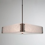 Textured Glass Square Chandelier - Flat Bronze / Frosted Rimelight
