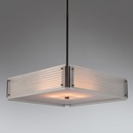 Textured Glass Square Chandelier - Flat Bronze / Frosted Strata