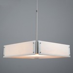 Textured Glass Square Chandelier - Beige Silver / Ivory Wisp