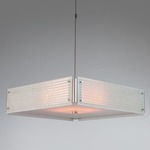 Textured Glass Square Chandelier - Beige Silver / Frosted Strata