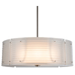 Textured Glass Drum Pendant - Beige Silver / Frosted Strata