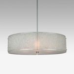 Textured Glass Drum Pendant - Beige Silver / Frosted Rimelight