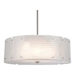 Textured Glass Drum Pendant - Metallic Beige Silver / Frosted Granite