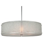 Textured Glass Drum Pendant - Metallic Beige Silver / Frosted Rimelight