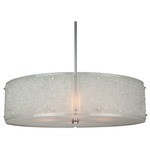 Textured Glass Drum Pendant - Beige Silver / Frosted Rimelight