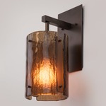 Textured Glass Post Wall Sconce - Flat Bronze / Bronze Granite