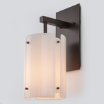 Textured Glass Post Wall Sconce - Flat Bronze / Ivory Wisp