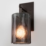 Textured Glass Post Wall Sconce - Flat Bronze / Smoke Granite