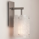 Textured Glass Post Wall Sconce - Metallic Beige Silver / Frosted Rimelight