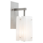 Textured Glass Post Wall Sconce - Metallic Beige Silver / Frosted Strata