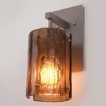 Textured Glass Post Wall Sconce - Beige Silver / Bronze Granite