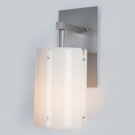 Textured Glass Post Wall Sconce - Metallic Beige Silver / Ivory Wisp