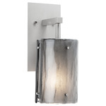 Textured Glass Post Wall Sconce - Metallic Beige Silver / Smoke Granite