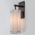 Textured Glass Post Wall Sconce - Flat Bronze / Ivory Wisp