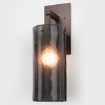 Textured Glass Post Wall Sconce - Flat Bronze / Smoke Granite