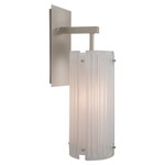 Textured Glass Post Wall Sconce - Metallic Beige Silver / Frosted Strata