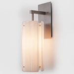 Textured Glass Post Wall Sconce - Metallic Beige Silver / Ivory Wisp