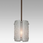 Textured Glass Pendant - Flat Bronze / Frosted Rimelight