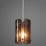 Textured Glass Pendant - Metallic Beige Silver / Smoke Granite