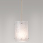 Textured Glass Pendant - Metallic Beige Silver / Frosted Granite