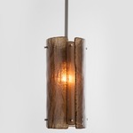 Textured Glass Pendant - Beige Silver / Bronze Granite