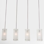 Textured Glass Linear Multi Light Pendant - Flat Bronze / Frosted Granite
