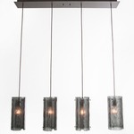 Textured Glass Linear Multi Light Pendant - Flat Bronze / Smoke Granite