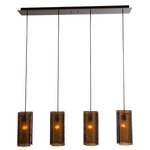 Textured Glass Multi Light Linear Pendant - Flat Bronze / Bronze Granite