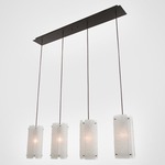 Textured Glass Linear Multi Light Pendant - Flat Bronze / Frosted Rimelight