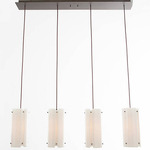 Textured Glass Linear Multi Light Pendant - Beige Silver / Ivory Wisp
