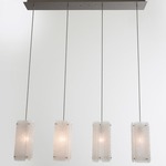 Textured Glass Multi Light Linear Pendant - Metallic Beige Silver / Frosted Rimelight