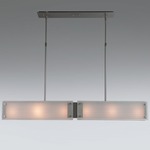 Textured Glass Linear Pendant - Metallic Beige Silver / Frosted Strata