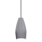 Pleat Box Narrow Pendant - Grey / White