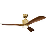 Ridley II Ceiling Fan with Light - Natural Brass / Cherry