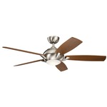 Geno Ceiling Fan with Light - Brushed Stainless Steel / Silver / Walnut
