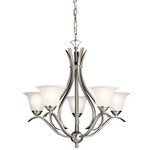 Dover Chandelier with Shades - Brushed Nickel / Etched Seedy