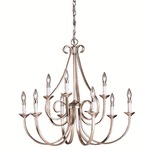 Dover Chandelier - Brushed Nickel / Etched Seedy