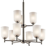 Shailene Two Tier Chandelier - Brushed Nickel / Satin Etched