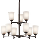 Shailene Two Tier Chandelier - Olde Bronze / Satin Etched