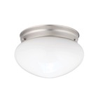 Space 206 Flush Mount Ceiling Light - Brushed Nickel / White Glass