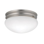 Space 209 Flush Mount Ceiling Light - Brushed Nickel / White Glass