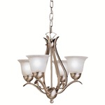 Dover Chandelier with Shades - Brushed Nickel / Etched Seedy