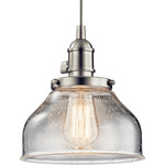Avery Bell Pendant - Brushed Nickel / Clear Seeded