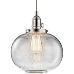 Avery Globe Pendant - Brushed Nickel / Clear Seeded