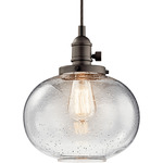 Avery Fish Bowl Pendant - Olde Bronze / Clear Seeded