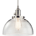 Avery Dome Pendant - Brushed Nickel / Clear Seeded