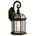 Barrie Outdoor Top Mount Scroll Wall Light - Black / Clear