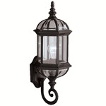 Barrie Outdoor Bottom Mount Scroll Wall Light - Black / Clear