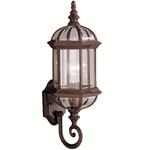 Barrie Outdoor Bottom Mount Scroll Wall Light - Tannery Bronze / Clear